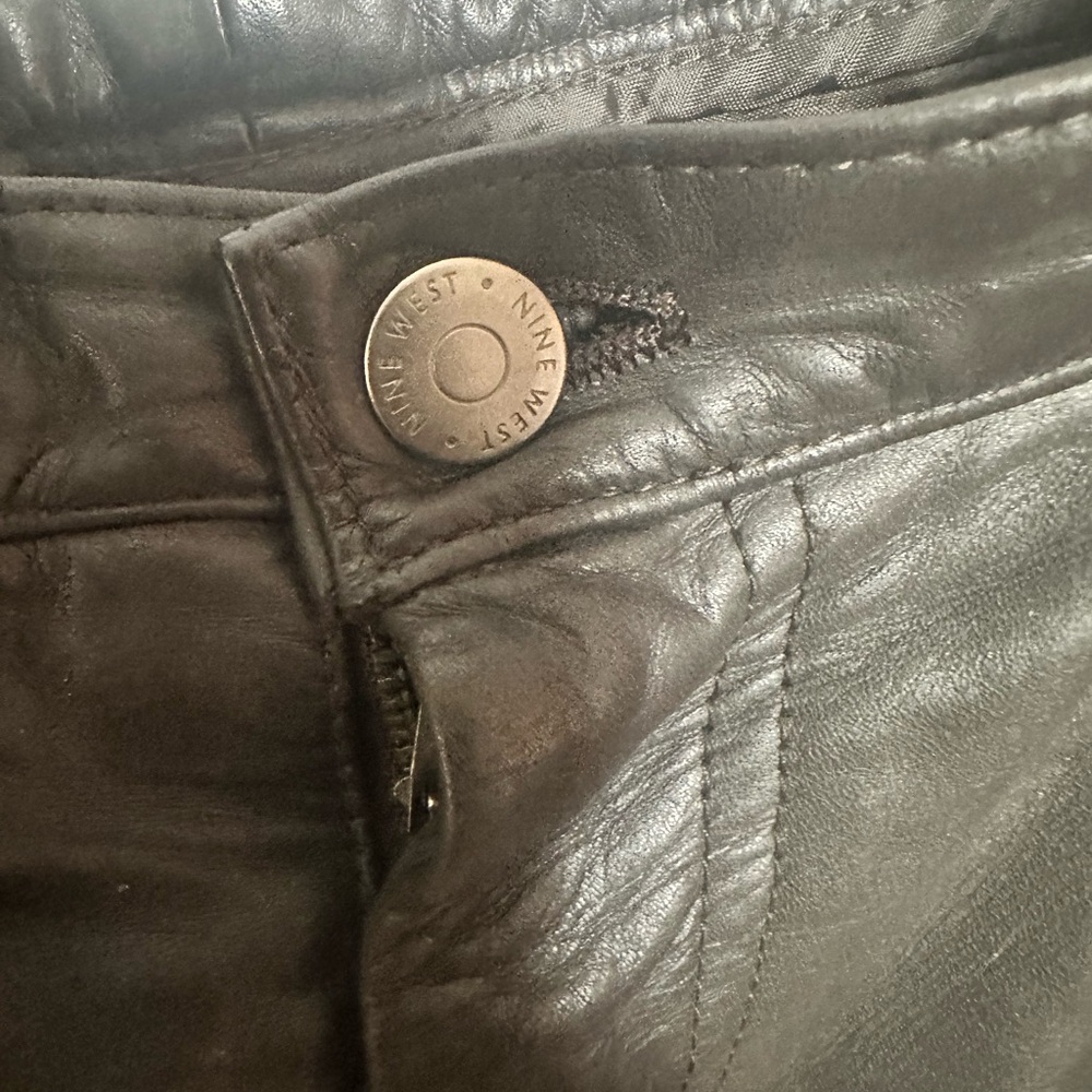 Nine West Dark Brown 100% Leather Trousers 14 - Picture 8 of 8
